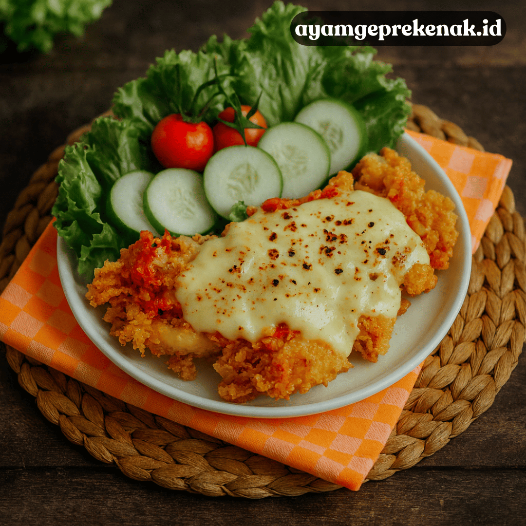 Ayam Geprek Mozzarella Lumer! Bikin Ketagihan Banget